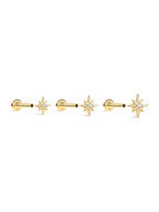 14K Solid Gold Octagonal Stud Earrings for Pierced Ears