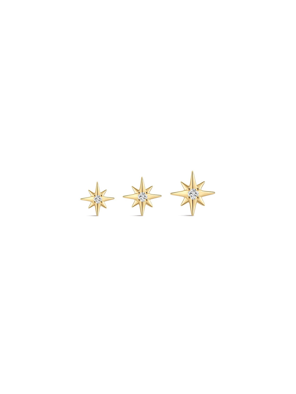 14K Solid Gold Octagonal Stud Earrings for Pierced Ears