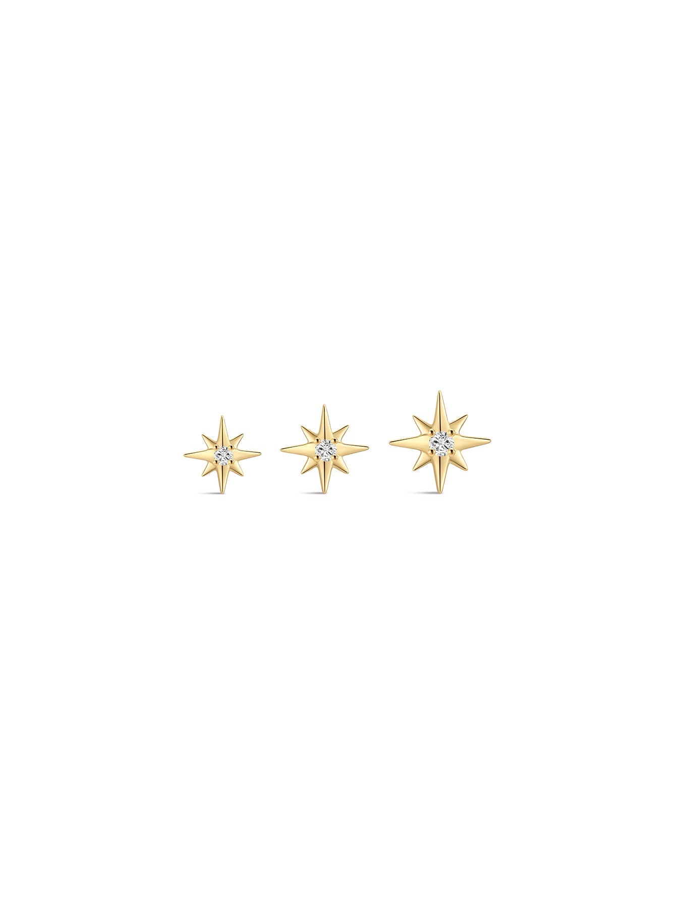 14K Solid Gold Octagonal Stud Earrings for Pierced Ears