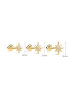 14K Solid Gold Octagonal Stud Earrings for Pierced Ears