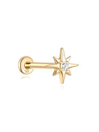 14K Solid Gold Octagonal Stud Earrings for Pierced Ears