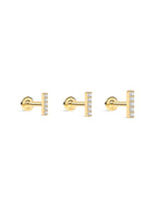 14K Solid Gold Mini Zircon Stud Earrings for Ear Piercing