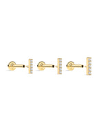 14K Solid Gold Mini Zircon Stud Earrings for Ear Piercing