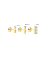 14K Solid Gold Mini Zircon Stud Earrings for Ear Piercing