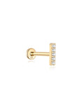 14K Solid Gold Mini Zircon Stud Earrings for Ear Piercing