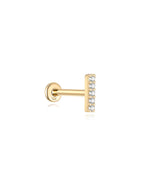 14K Solid Gold Mini Zircon Stud Earrings for Ear Piercing