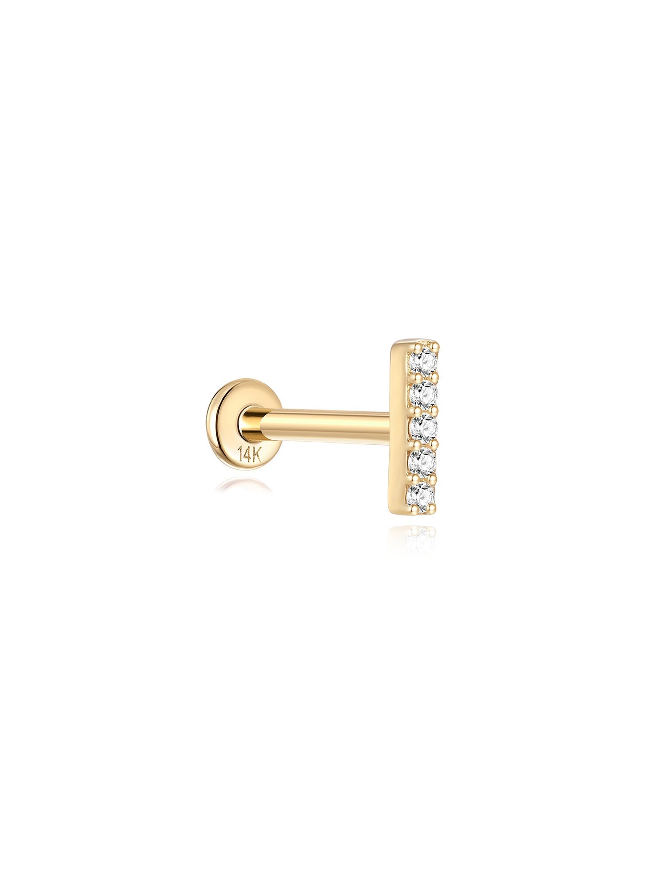 14K Solid Gold Mini Zircon Stud Earrings for Ear Piercing