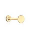 14K Solid Gold Flat Disc Threaded Ear Stud