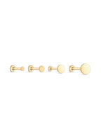 14K Solid Gold Flat Disc Threaded Ear Stud