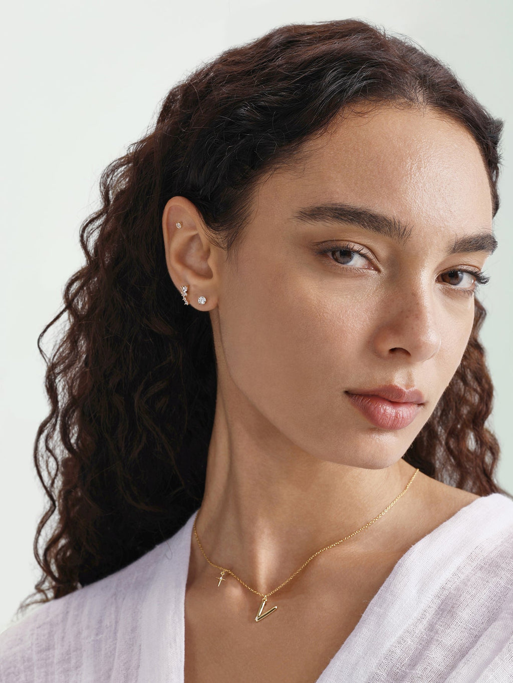 14K Solid Gold Cubic Zirconia Threaded Ear Piercing Stud