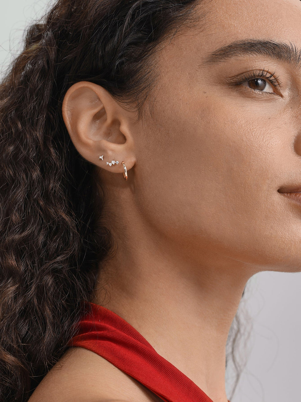 14K Solid Gold Dazzling Constellation Ear Stud