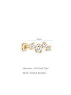 14K Solid Gold Dazzling Constellation Ear Stud