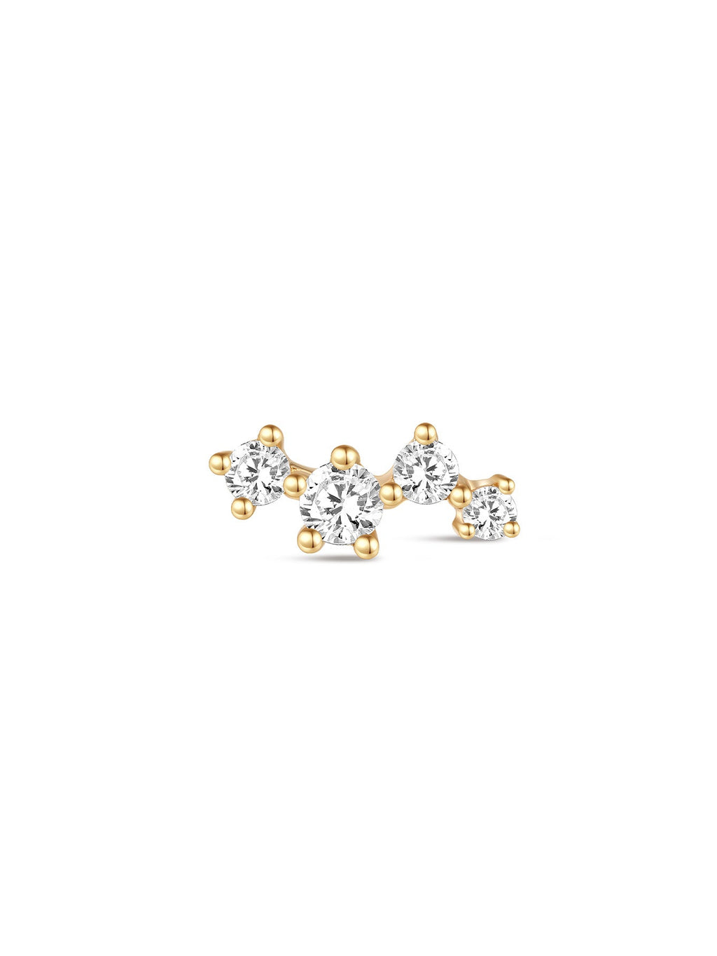 14K Solid Gold Dazzling Constellation Ear Stud