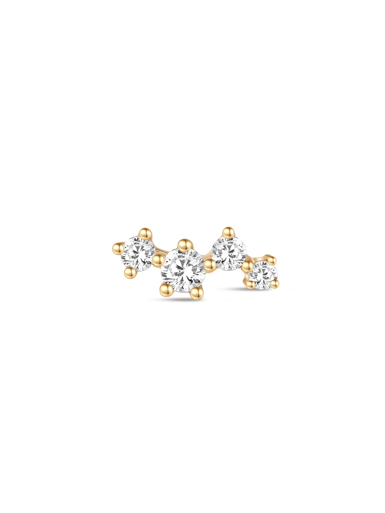 14K Solid Gold Dazzling Constellation Ear Stud