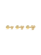 14K Solid Gold Mini Triple Bubble Ear Studs