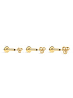 14K Solid Gold Mini Triple Bubble Ear Studs