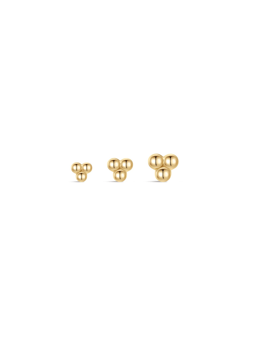 14K Solid Gold Mini Triple Bubble Ear Studs