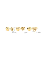 14K Solid Gold Mini Triple Bubble Ear Studs