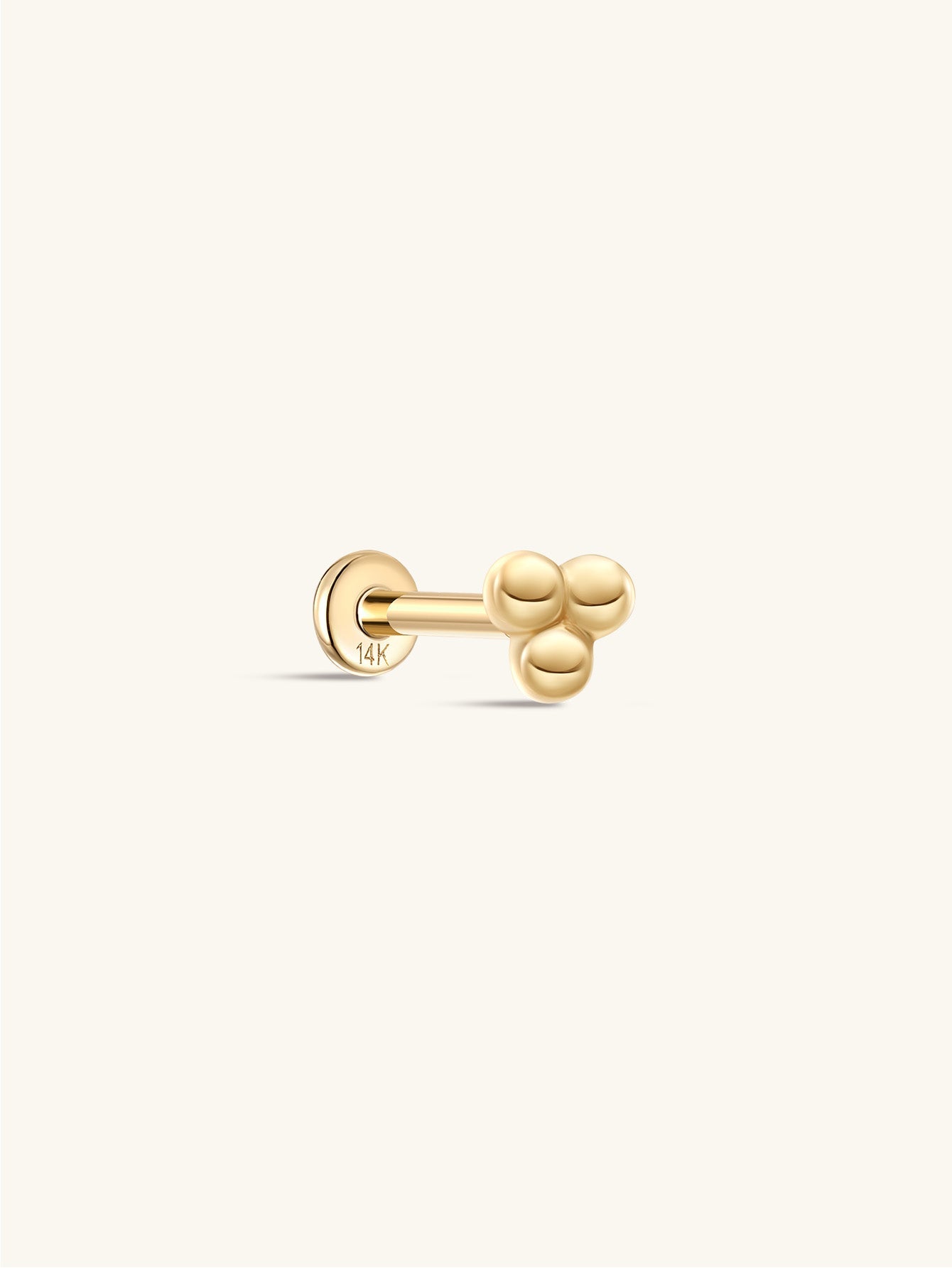 14K Solid Gold Mini Triple Bubble Ear Studs