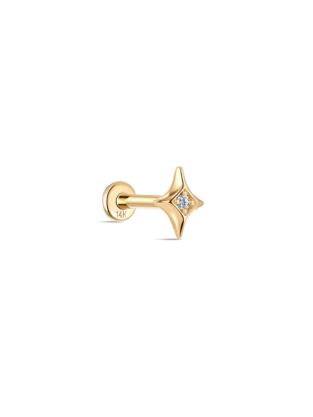 14K Solid Gold Dazzling Star Flare Ear Studs