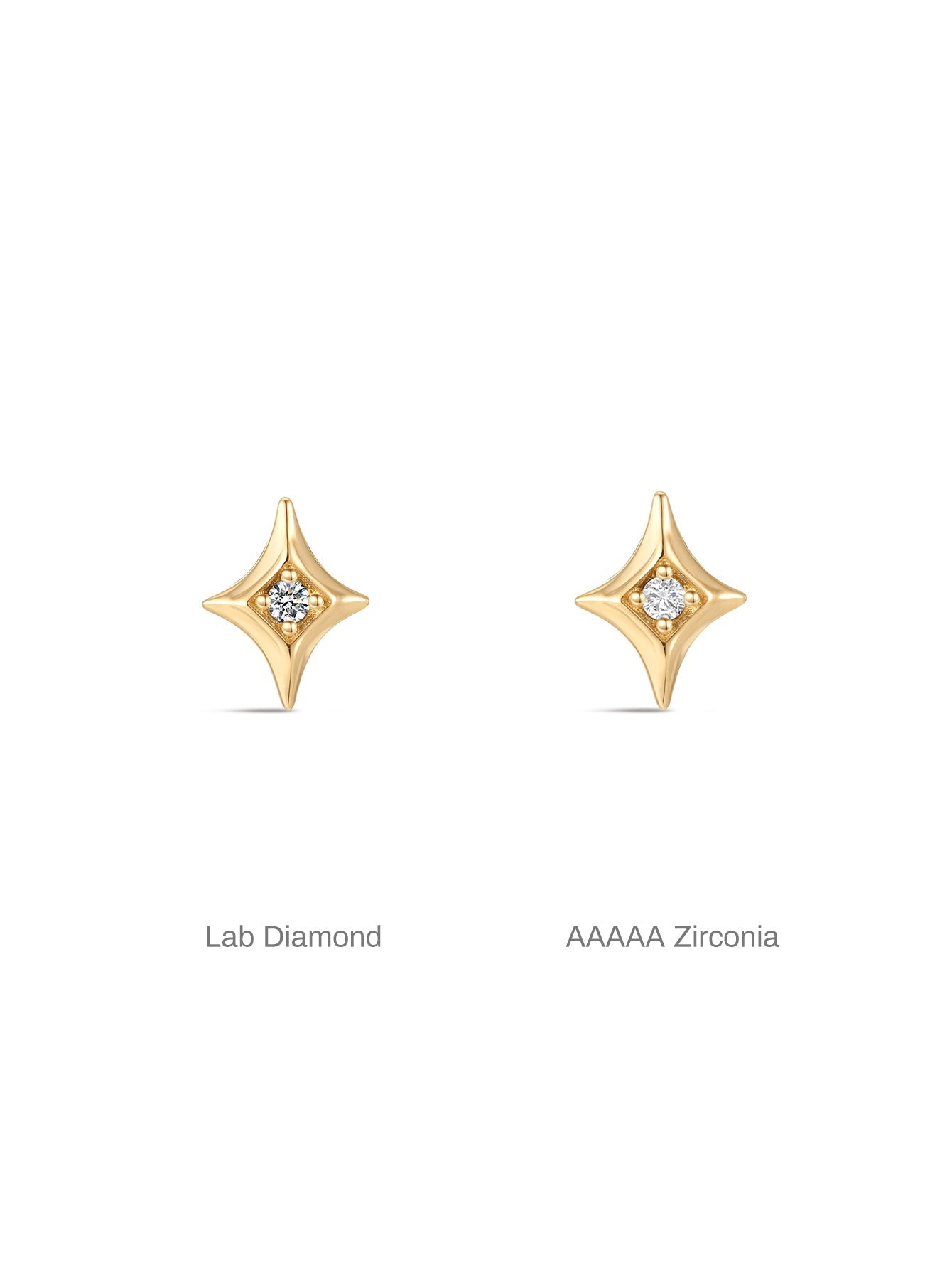 14K Solid Gold Dazzling Star Flare Ear Studs