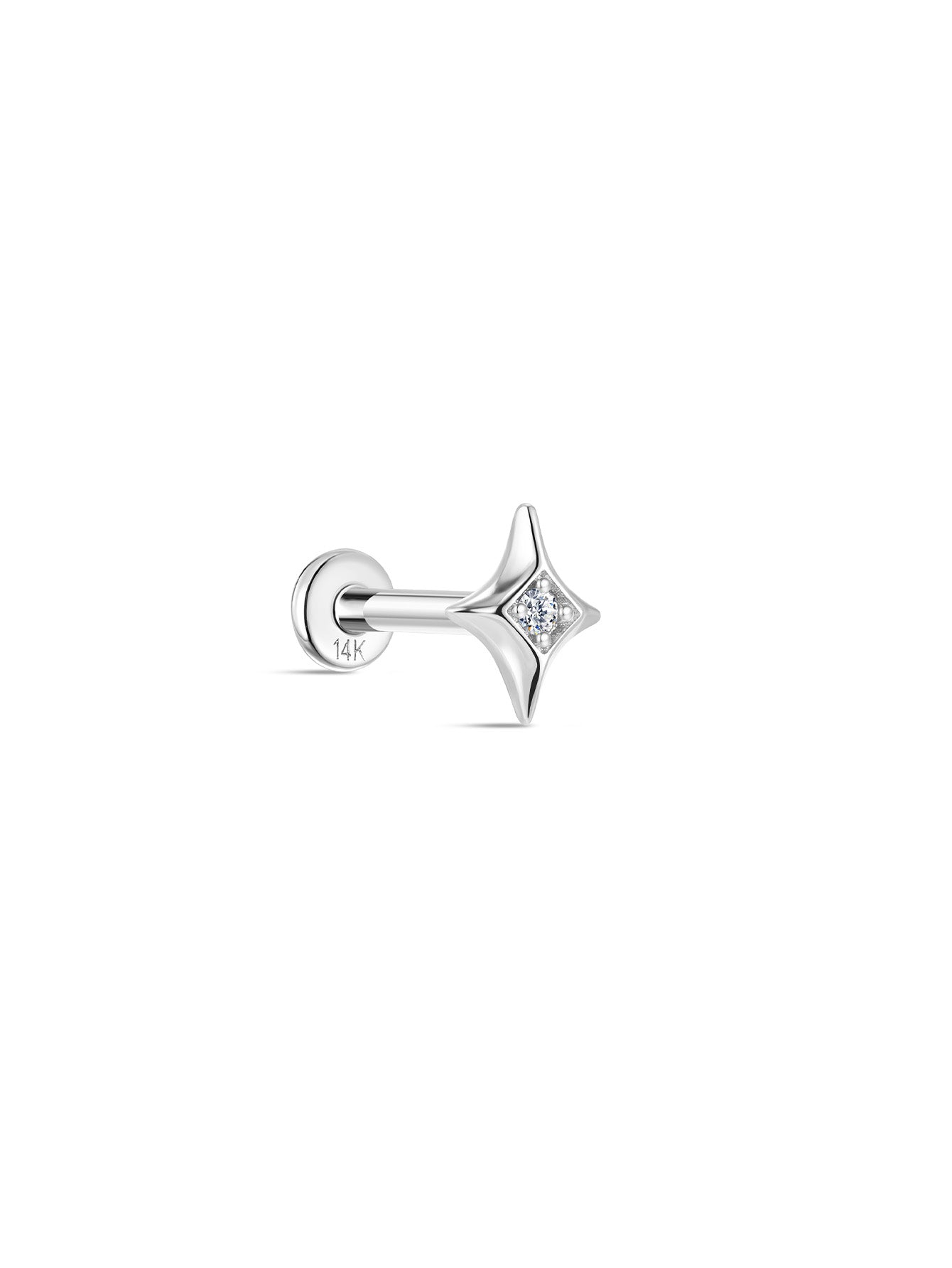 14K Solid Gold Dazzling Star Flare Ear Studs