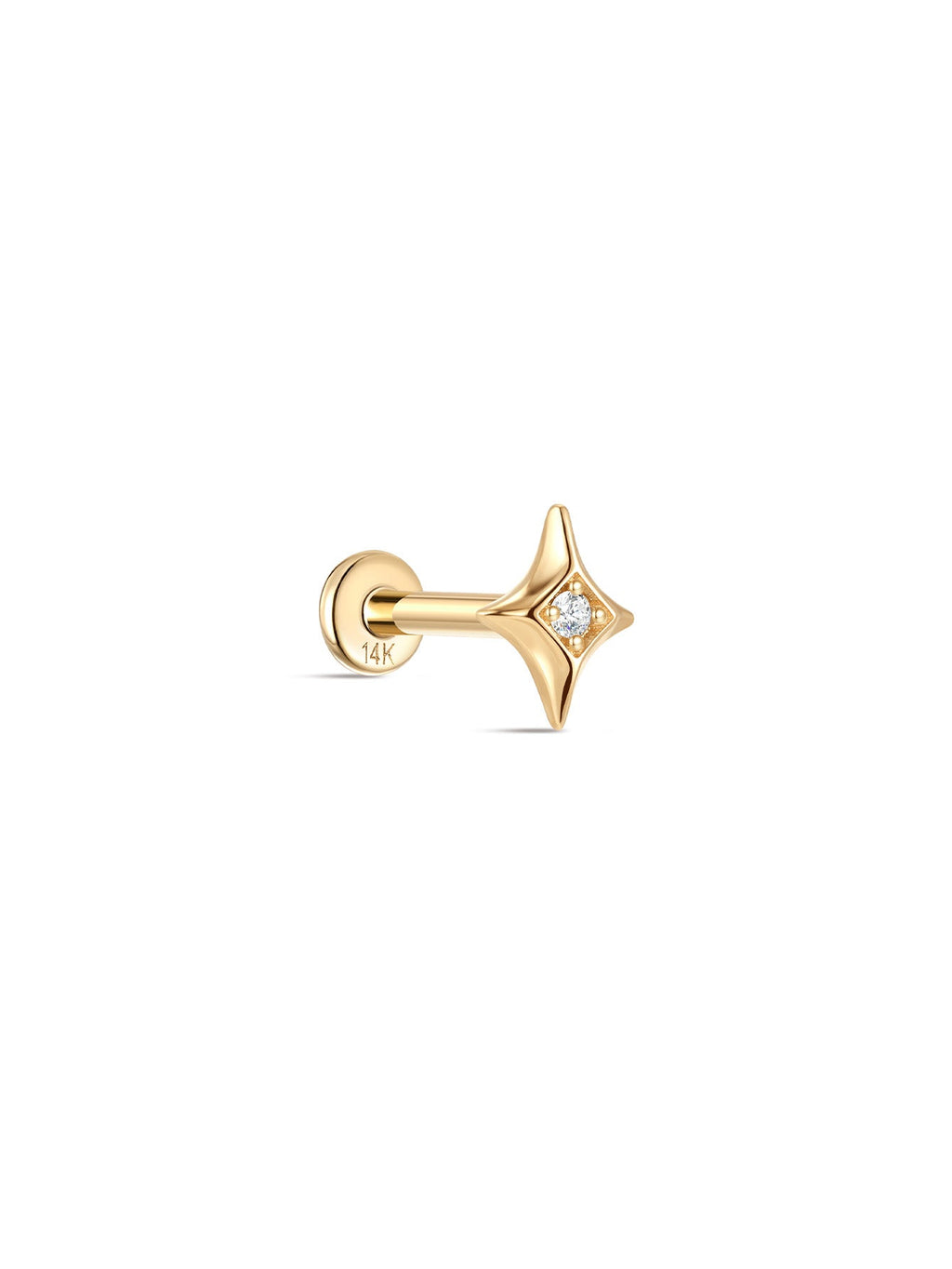 14K Solid Gold Dazzling Star Flare Ear Studs