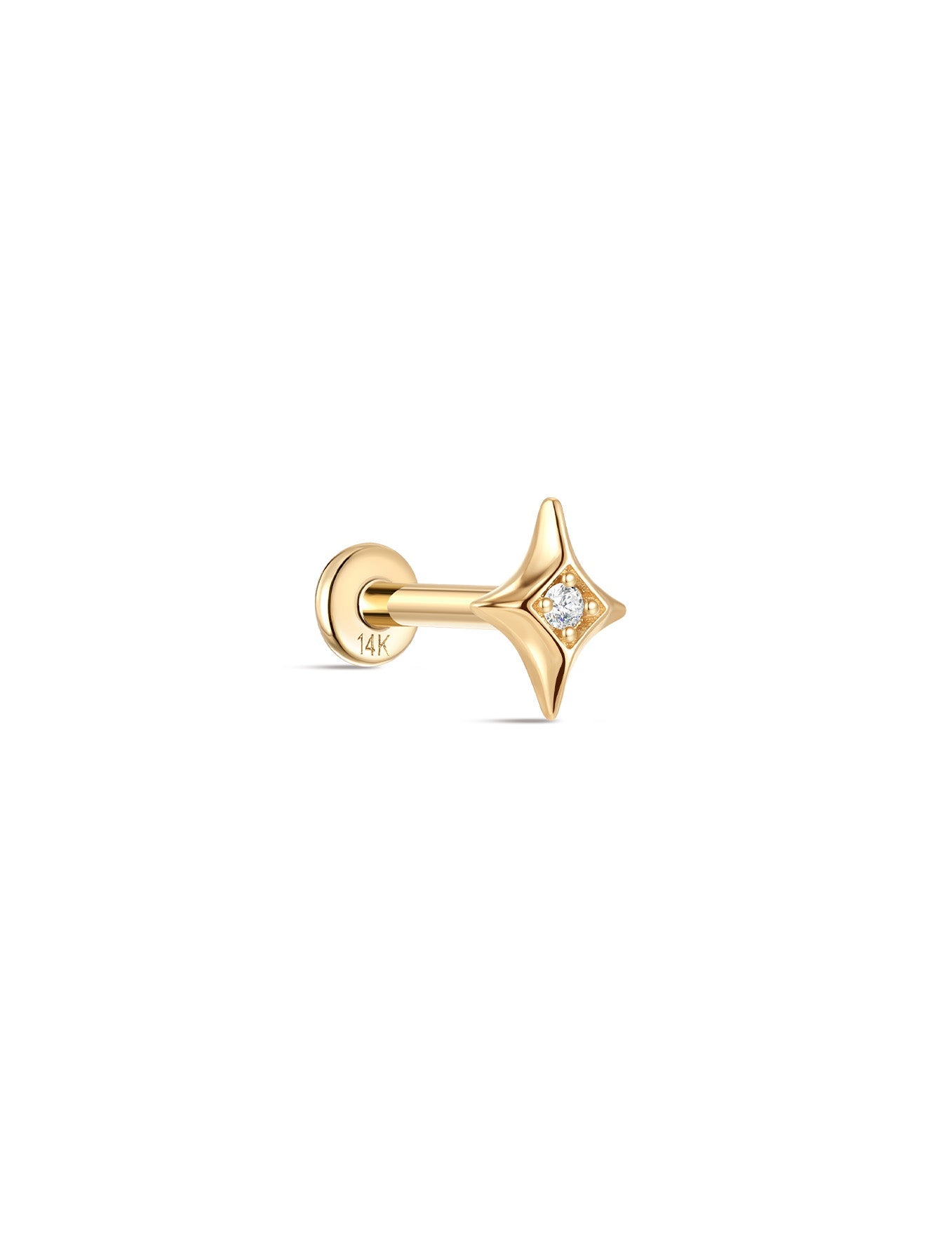 14K Solid Gold Dazzling Star Flare Ear Studs