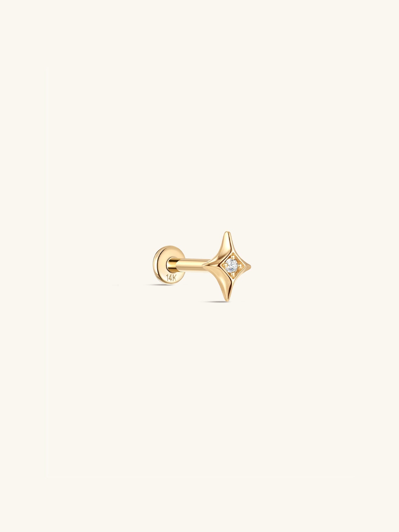 14K Solid Gold Dazzling Star Flare Ear Studs