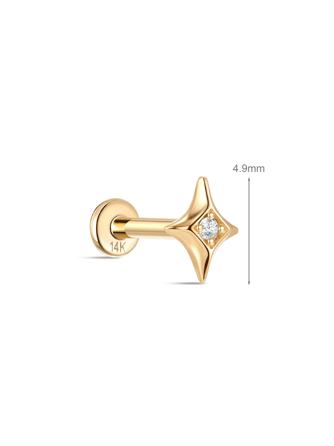 14K Solid Gold Dazzling Star Flare Ear Studs