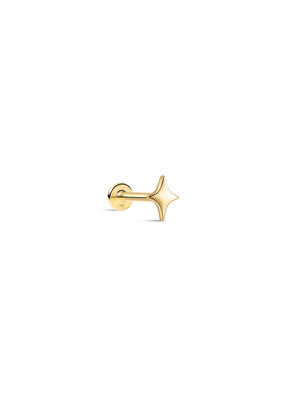 14K Solid Gold Glossy Star Ear Piercing Stud