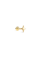 14K Solid Gold Glossy Star Ear Piercing Stud