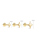 14K Solid Gold Glossy Star Ear Piercing Stud