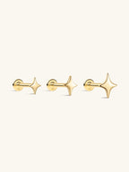 14K Solid Gold Glossy Star Ear Piercing Stud