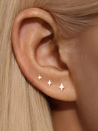 14K Solid Gold Glossy Star Ear Piercing Stud