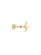 14K Solid Gold Glossy Star Ear Piercing Stud