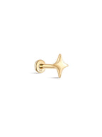 14K Solid Gold Glossy Star Ear Piercing Stud