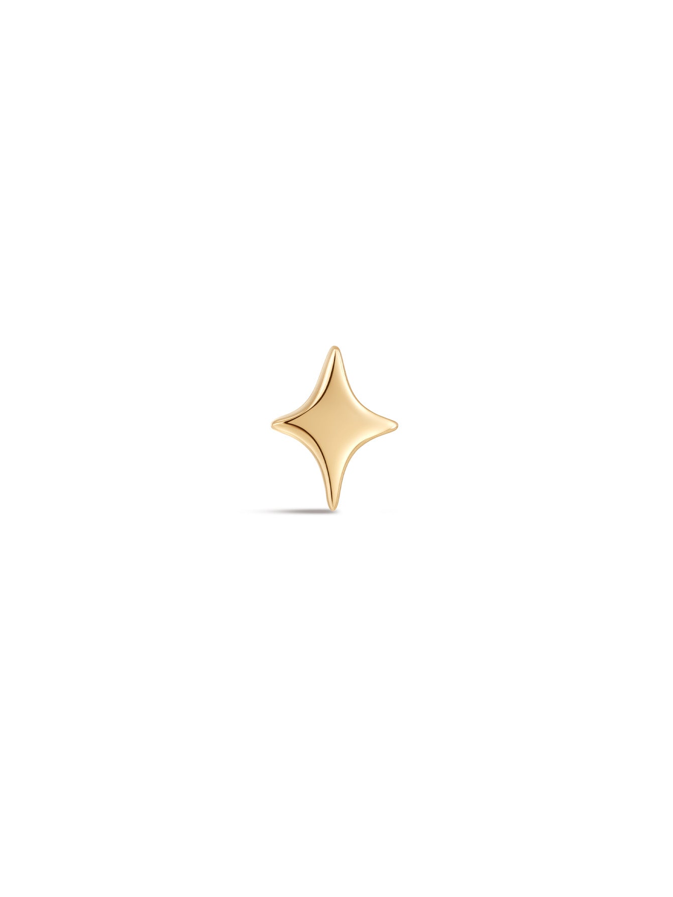 14K Solid Gold Glossy Star Ear Piercing Stud