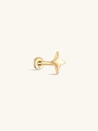 14K Solid Gold Glossy Star Ear Piercing Stud