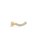 14K Solid Gold Pave Crescent Ear Stud for Piercing