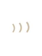 14K Solid Gold Paved Crescent Ear Stud for Piercing