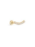 14K Solid Gold Paved Crescent Ear Stud for Piercing