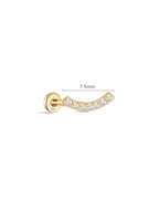 14K Solid Gold Pave Crescent Ear Stud for Piercing