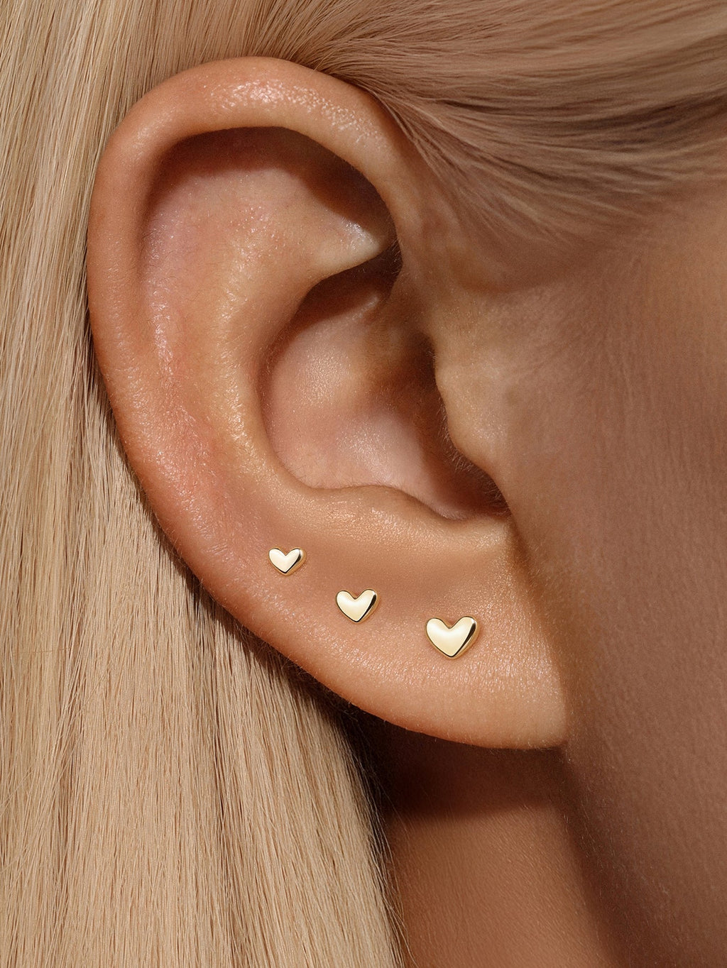 14K Solid Gold Sweetheart Ear Studs