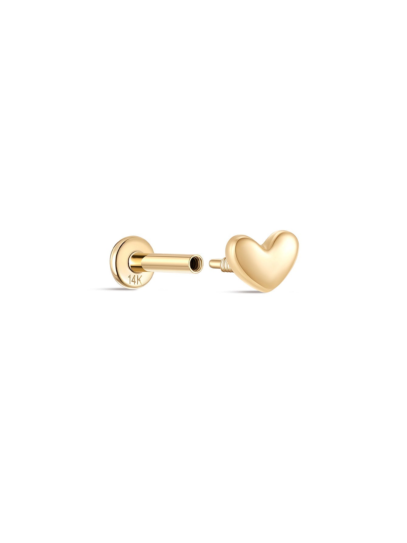 14K Solid Gold Sweetheart Ear Studs