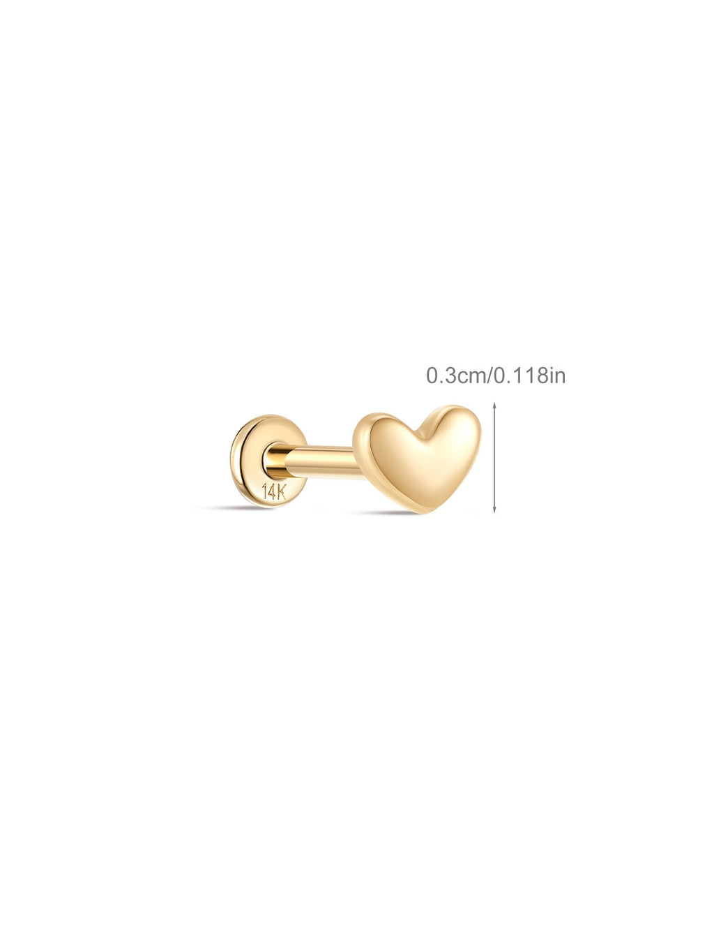 14K Solid Gold Sweetheart Ear Studs