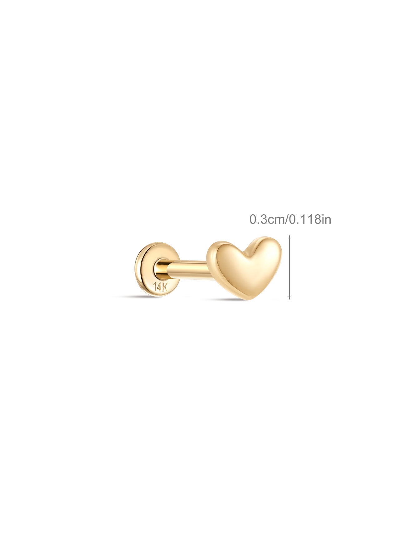 14K Solid Gold Sweetheart Ear Studs