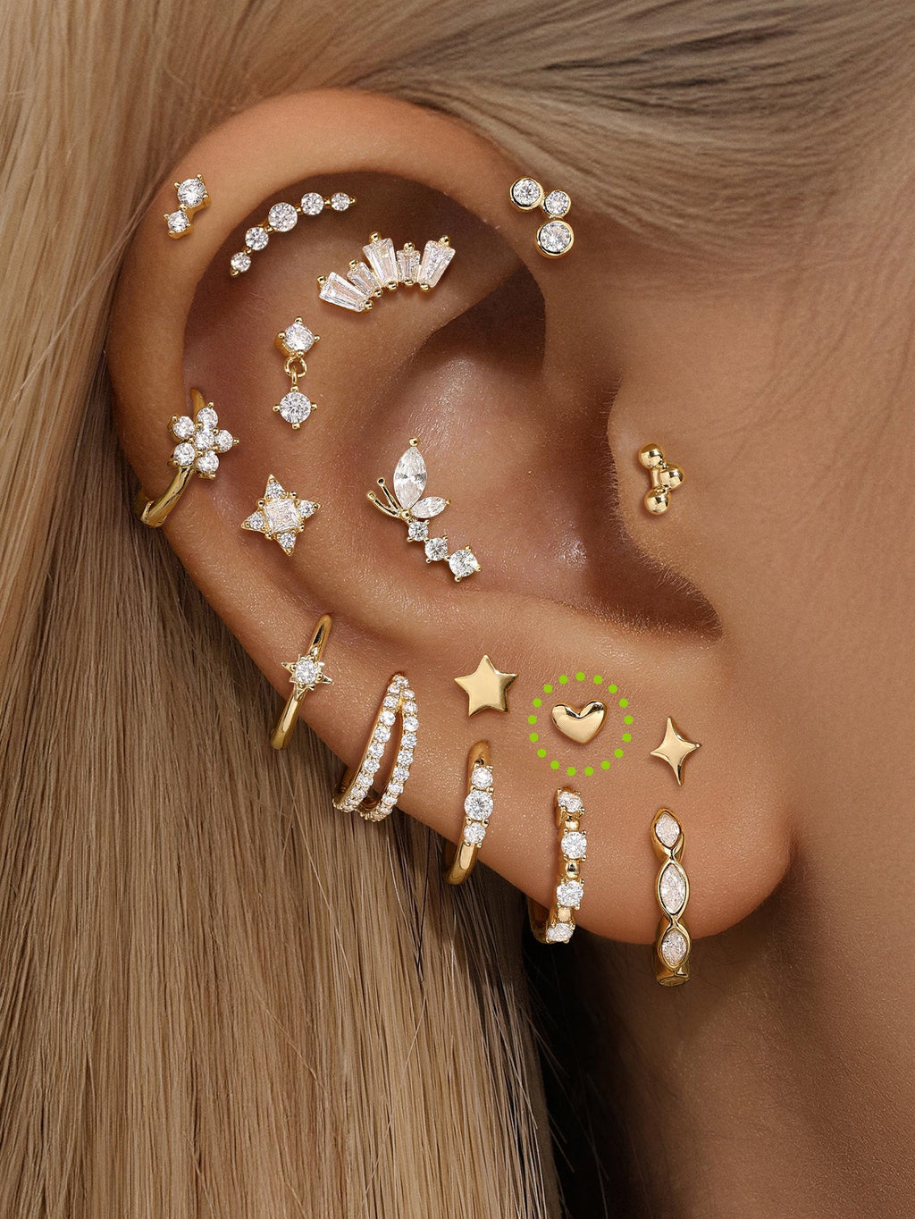 14K Solid Gold Sweetheart Ear Studs