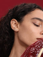 14K Solid Gold Mini Zircon Stud Earrings for Ear Piercing