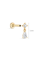 14K Solid Gold Teardrop Stud Earrings for Ear Piercing